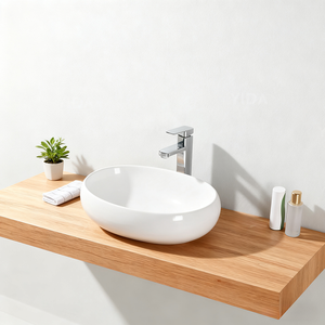 YIDA Lavabo de comptoir design moderne européen ovale en céramique pour hôtel, maison, salle de bain, lavabo - Product Image 3