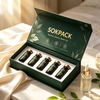 Boîte d'emballage personnalisée écologique pour 6 flacons de sérum peptidique de 10 ml, fermeture magnétique de luxe, boîte rigide en carton, mousse mate, revêtement UV
