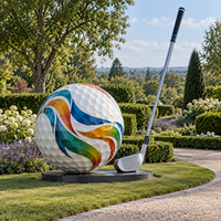 Statue de balle de golf en fibre de verre, sculpture de jardin extérieure en fibre de verre, la plus populaire, géante et décorative en résine et fibre de verre