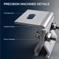 CLAMP B Support solaire monobloc à joint debout en aluminium anodisé résistant à la corrosion, charge éolienne 60 m/s, 140 kN/m²