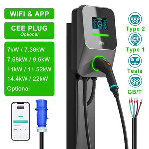 Station de recharge 10 mètres 10m version basique US 6,6 kW 32A 22 kW 7 kW 11 kW Type 2 1 phase 7,5 kW Gbt Gb/t Boîtier mural pour véhicule électrique - Product Image 1
