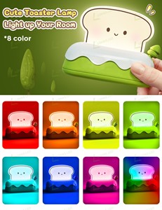 Veilleuse de chevet LOHAS <span class=keywords><strong>Kawaii</strong></span> en forme de grille-pain, rechargeable USB Type-C, lumières LED RGB à changement de couleur pour chambre et chambre d'enfant - Product Image 2