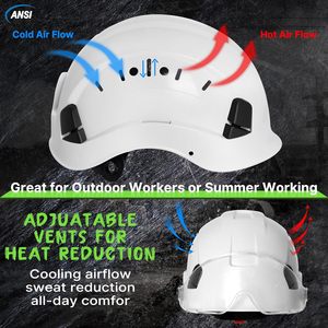 Casque de chantier blanc avec visière transparente, réglable 53-63 cm, homologué ANSI Z89.1 OSHA Type 1 Classe C - Product Image 4