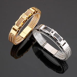 <span class=keywords><strong>Bracelet</strong></span> chaîne Franco en chevrons pour <span class=keywords><strong>homme</strong></span>, en acier inoxydable, câble doré, <span class=keywords><strong>bracelet</strong></span> en <span class=keywords><strong>fil</strong></span> de fer incrusté, triple couche, zircone cubique, bracelets - Product Image 5