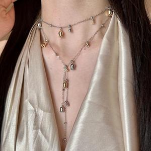 Exquisito Collar de Plata Pura S925 con Diseño Retro Francés, con Forma de Gota de Agua Azul, para Mujer, Cadena de Clavícula Plateada, Estilo Lujoso y Exclusivo - Product Image 1