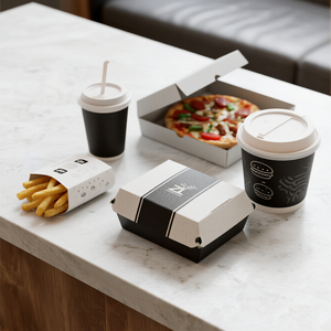 Boîte en papier compostable jetable Options graphiques personnalisées Boîte en papier pour la restauration rapide pour hamburgers frites et repas combinés - Product Image 1