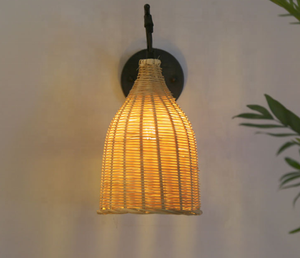 Countryside <strong>Wicker</strong> Bedroom <strong>Wall</strong> Lamps Indoor Rattan Bamboo Bedside E27 Asial <strong>Wall</strong> <strong>Light</strong> for Dining Room - Product Image 1
