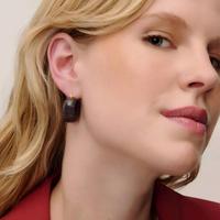 Boucles d'oreilles créoles vintage marron écaille de tortue pour femme, plaqué or, motif ambre en résine, forme C épaisse, bijoux rétro, cadeau