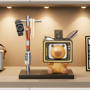 Organisateur de clés Capybara avec support en forme de téléviseur, support de bureau pour entrée, salon, cadeau de déménagement - Product Image 5