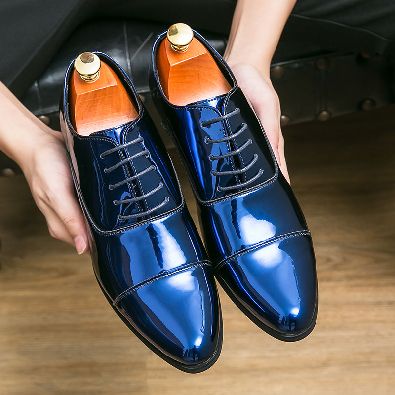 Formal Shoes Mens Blue Patent Leather Dress Shoes Patent Leather