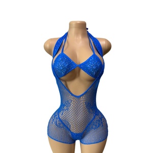 Ropa de Baile de Salón, Ropa de Actuación sin Mangas, Mono de Rejilla con Pedrería, Conjunto de 3 Piezas, Ropa de Baile Exótica, Atuendos de Stripper - Product Image 5