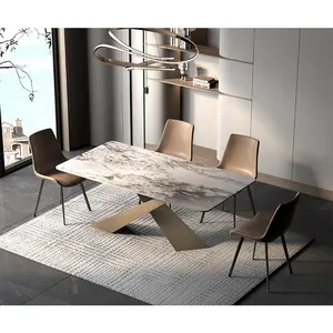 Ensemble de salle à manger italien moderne, chaise rectangulaire en marbre, à vendre