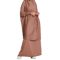 Новинка 2022, длинная юбка с широкой юбкой, повседневное однотонное платье, мусульманское платье из двух частей
