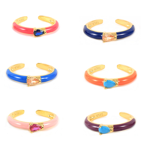 แหวนแฟชั่น ROXI สุดหรู ขายดี ชุบทอง 18K เงินแท้ 925 แหวนเปิดปรับขนาดได้ ประดับด้วยเคลือบสีและเพชรซิคอน - Product Image 2