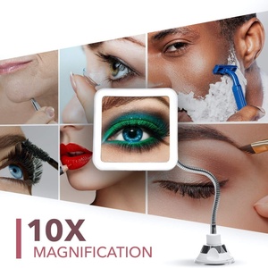 360 °   กระจกแต่งหน้าแบบมีไฟ คอห่านปรับหมุนได้ สำหรับห้องน้ำ ชาร์จไฟได้ ขยายได้ 10 เท่า พร้อมไฟ LED 3 ดวง - Product Image 4