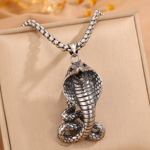 Collier pendentif <span class=keywords><strong>serpent</strong></span> Cobra <span class=keywords><strong>Python</strong></span> rétro en acier inoxydable, bijou gothique <span class=keywords><strong>serpent</strong></span>, bijoux en acier inoxydable - Product Image 6