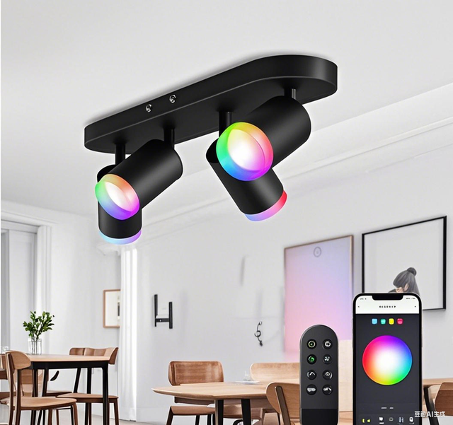 Smart WiFi LED Dimmable Ceiling Spotlight 30W Work with Alexa Tuya App Control RGBCW Surface Mounted 4-Light LED Track Lighting