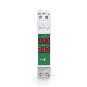 Dual Ways Din Rail Mount Voltage Meter 11V-310V DC Mini Modular Voltmeter LED Digital Display Detector TONGOU