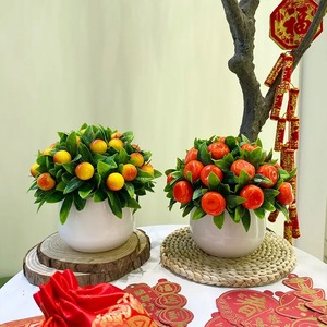 Plante artificielle Fuyu Collection Fortune Fruit 16cm en plastique, décoration intérieure et extérieure pour le Nouvel An chinois, décoration de maison - Product Image 3