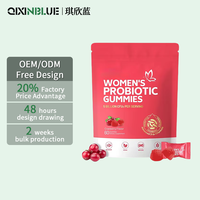 Gommes probiotiques pour femmes, originales, 10 probiotiques, santé digestive adulte, complément naturel, saveur canneberge