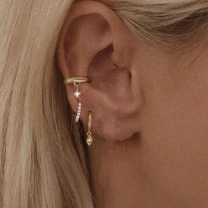 Juego de 3/4 Piezas de Aretes Minimalistas de Plata de Ley S925 con Zirconia Geométrica de Color y Esmalte para Mujer - Product Image 2