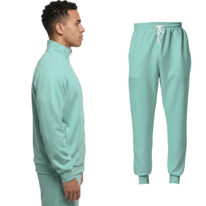 Men's Mint Green Tracksuit Set Full Zip Jacket Joggers Solid Color Casual Athletic Wear Breathable - Product Image 3