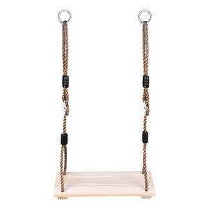Ensemble de balançoires en bois, 45 cm x 16,3 cm, pour usage intérieur et extérieur, siège unique, design rustique, planche de balançoire en bois massif - Product Image 3