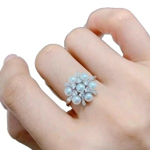10587 Accessoires de perles DIY, anneau en argent S925, support vide avec design givré, perles de 8 à 12 mm pour la décoration de bijoux - Product Image 4