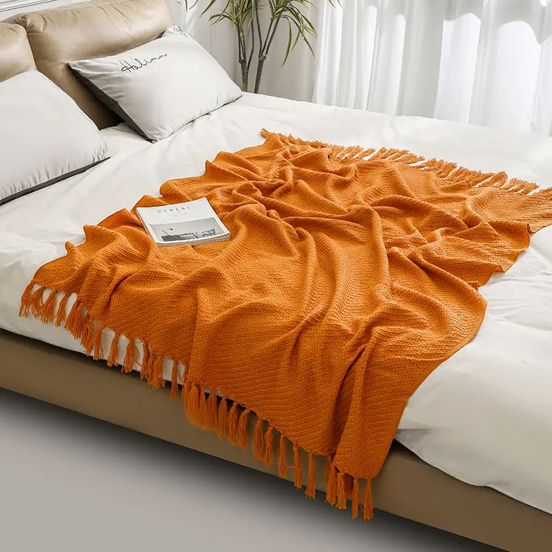 Nordic Style Bed Decorative Throw Warm Knitted Blankets throw Travel Air Blankets with Tassels bed sofa cover