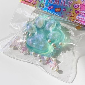 Colorful Transparent <b>Cat</b> Paw <b>Squishy</b> Toy Large TPR Stress Relief Fidget Toy with Pearl Decor for Emily Cute Gift - Product Image 3
