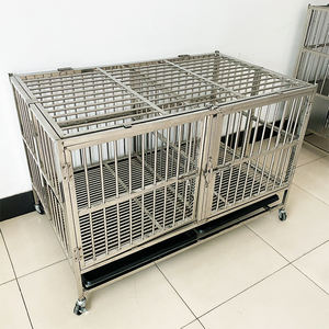 กรงสุนัขพับได้กรงสุนัขคุณภาพสูงทำจากสเตนเลสสตีลสำหรับสุนัขสองประตูกลางแจ้ง - Product Image 4