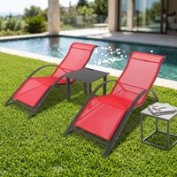 Joyeleisure Ensemble de 3 chaises suspendues modernes en aluminium KD avec table basse latérale, revêtement poudré, pour usage extérieur dans les parcs et les écoles