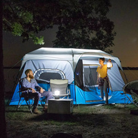 Tente de camping instantanée pour 6 à 9 personnes, directement de l'usine, avec éclairage LED, deux chambres, imperméable, familiale, pop-up, extérieure, Oxford, quatre saisons
