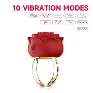 Jouet personnel de pétale de rose de vibrateur de téton de clitoris en vente de gros jouet sexuel d'anneau vibrant de doigt ouvert de 10 modes pour couple de femmes - Product Image 2