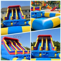 Château gonflable aquatique commercial en PVC de qualité supérieure, toboggan aquatique gonflable robuste de 18 pieds avec grande piscine