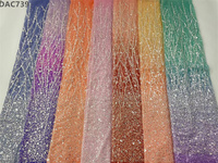 Tissu de dentelle brodée française CHOCOO, prix de gros, pour robe de mariée de luxe, tissu de dentelle en tulle à paillettes et perles.