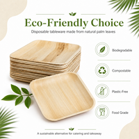 Assiettes jetables durables en feuilles de palmier, vaisselle naturelle en gaine d'arec pour restaurant ou usage domestique