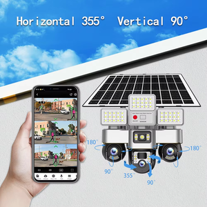 กล้องโซลาร์เซลล์ WiFi พร้อมไฟถนน LED 3 จุด PTZ ควบคุมระยะไกล โคมไฟรักษาความปลอดภัยบ้าน กล้องวงจรปิด IP ไร้สาย - Product Image 4