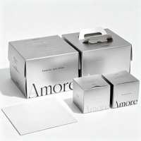 Scatola Personalizzata per Dessert in Cartoncino Argentato, Confezione Ecologica Riciclabile per Dolci, Torte e Pasticceria con Stampa Logo