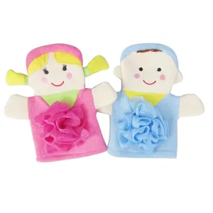 彩色卡通婴儿沐浴手套柔软磨砂淋浴手套，为儿童提供去角质和按摩功能