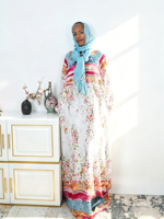 Robe musulmane grande taille à imprimé floral 2026, respirante, légère, en polyester, à manches longues, coupe ample, printemps-été