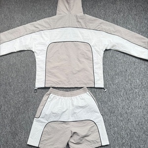 Custom Streetwear Tracksuit Polyester Spandex Gym Nylon <b>Polo</b> Shirt 2 Piece Nylon Tracksuit Jogging Suit Windbreak Shorts Set - Product Image 2