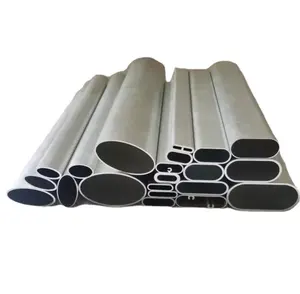 Aluminum Alloy Oval Tube Profile Spray Anodized Oxidation CNC Open-hole Telescopic Flat Oval Flat Aluminum Tube