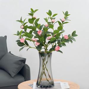 Bouquet de fleurs artificielles en soie, camélias réalistes, fleurs artificielles, camélias pour la décoration de la maison - Product Image 4