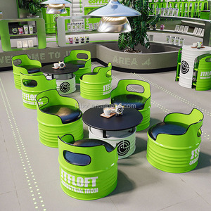 Juego de Mesa y Sillas para Restaurante con Diseño Industrial de Barril de Petróleo, Mobiliario Creativo para Cafetería, Pub y Bar - Product Image 3