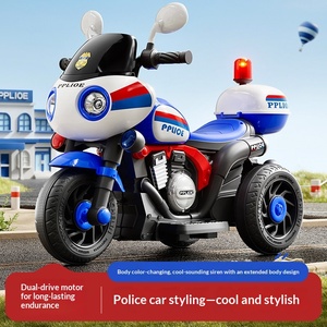 Moto électrique pour enfants, tricycle, voiture de <span class=keywords><strong>police</strong></span> pour garçons et filles de 6 ans, jouet en plastique rechargeable télécommandé - Product Image 2