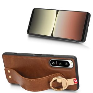 Pour <span class=keywords><strong>Sony</strong></span> <span class=keywords><strong>Xperia</strong></span> 5 IV / 5 III / 10IV / 10III /<span class=keywords><strong>1IV</strong></span> /1III Bracelet TPU PU cuir téléphone couverture arrière étui avec support de dragonne - Product Image 4