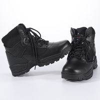 Vente en gros TG979 bottes de travail de sécurité à semelle lourde en cuir noir, bottes de randonnée tactiques pour entraînement de service pour hommes