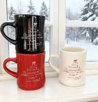 Mug en porcelaine personnalisé à taille cintrée, disponible en rouge, blanc, noir et crème |   Gobelet cadeau personnalisable, écologique et sans BPA
