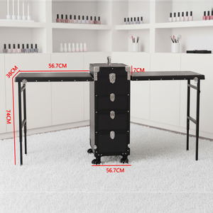 Table de Manucure Pliante à Roulettes, Station de Maquillage pour Salon de Beauté, Boîte de Formation pour Onglerie, Maquilleuse, Coiffeuse - Product Image 6